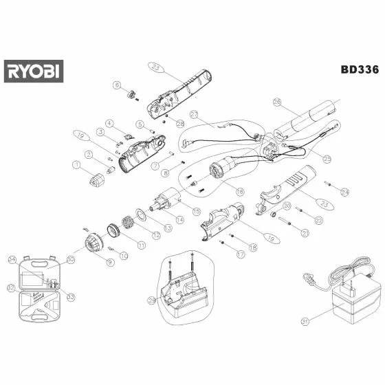 Ryobi BD240R Spare Parts List Type: 1000078721